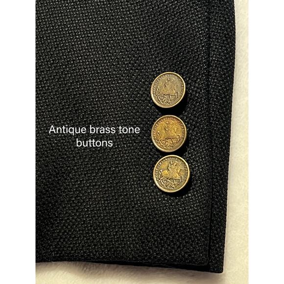 Hickey Freeman 44R Black Birdseye Blazer Brass Tone Buttons Lambswool Cashmere - Picture 13 of 14